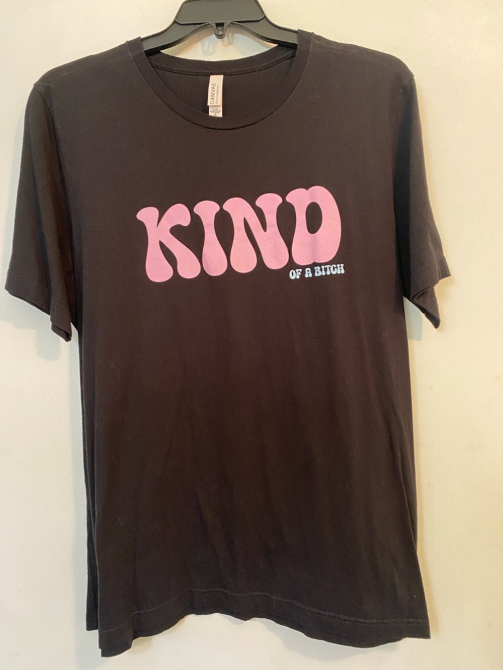 Black Graphic Tee with Pink "KIND" Print